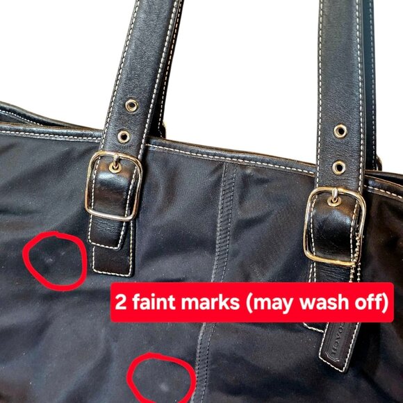 VTG Y2K COACH Black Nylon Leather Tote Purse Bag 5150 Classic Preppy Minimalist - Picture 7 of 13